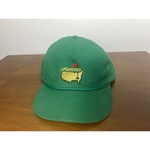 Vintage Masters Adjustable Leather Strap Back Rope Hat Green Derby Cap ~ NICE!!